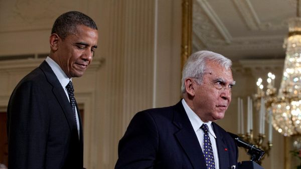 Adam Daniel Rotfeld i prezydent Barack Obama