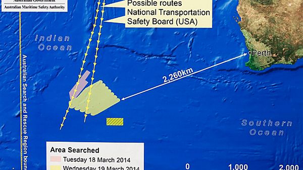 Miejsce, w którym znaleziono dwa obiekty, które mogą być szczątkami zaginionego samolotu