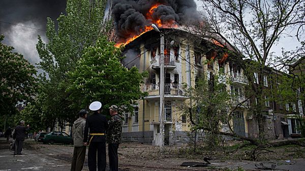 Budynek milicji w Mariupolu został spalony podczas zamieszek