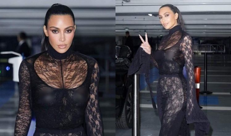 Kim Kardashian opuszcza pokaz  Balenciagi 