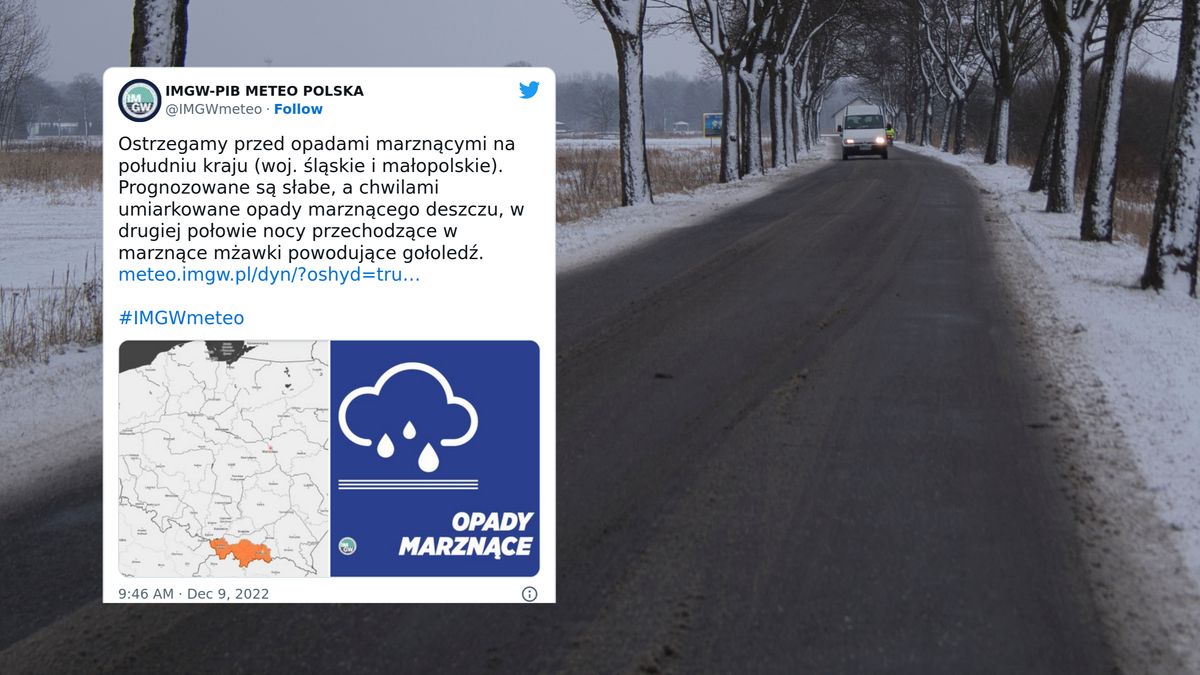 Ostrzeżenia IMGW dla południowych regionów Polski