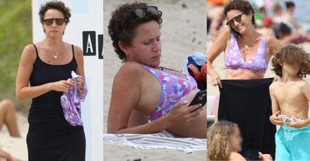 Odmieniona Monika Mrozowska wyleguje się na plaży w towarzystwie gromadki dzieci (ZDJĘCIA)