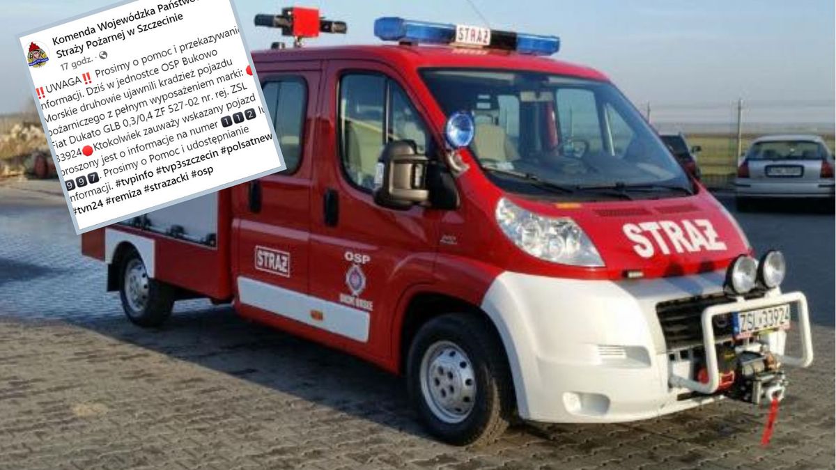 Skradziono wóz strażacki