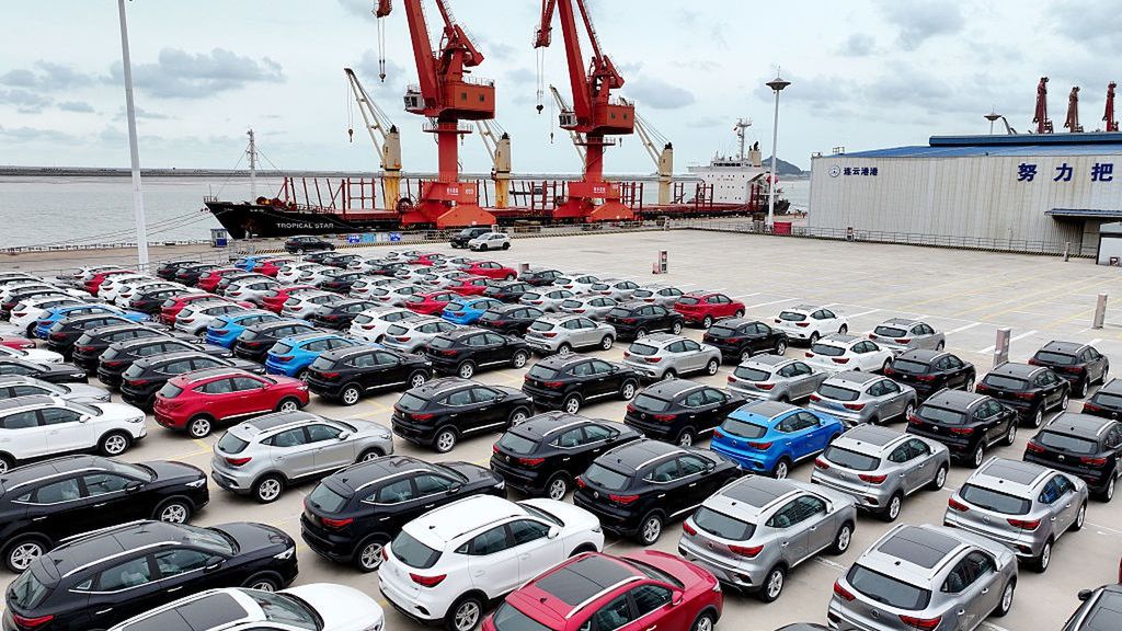 Port Vehicles Export
A large number of vehicles wait to be loaded onto ships for export at the port of Lianyungang in Jiangsu Province, China, on September 11, 2025. (Photo by Costfoto/NurPhoto via Getty Images)
NurPhoto
vehicles, commerce, port operations, maritime, trade, nurphoto, costfoto, international, export hub, china, september 11, distribution, freight, vehicle shipment, export logistics, sea transport, export market, automotive, global trade, exportation, export, ships, logistics, cargo, port, loaded