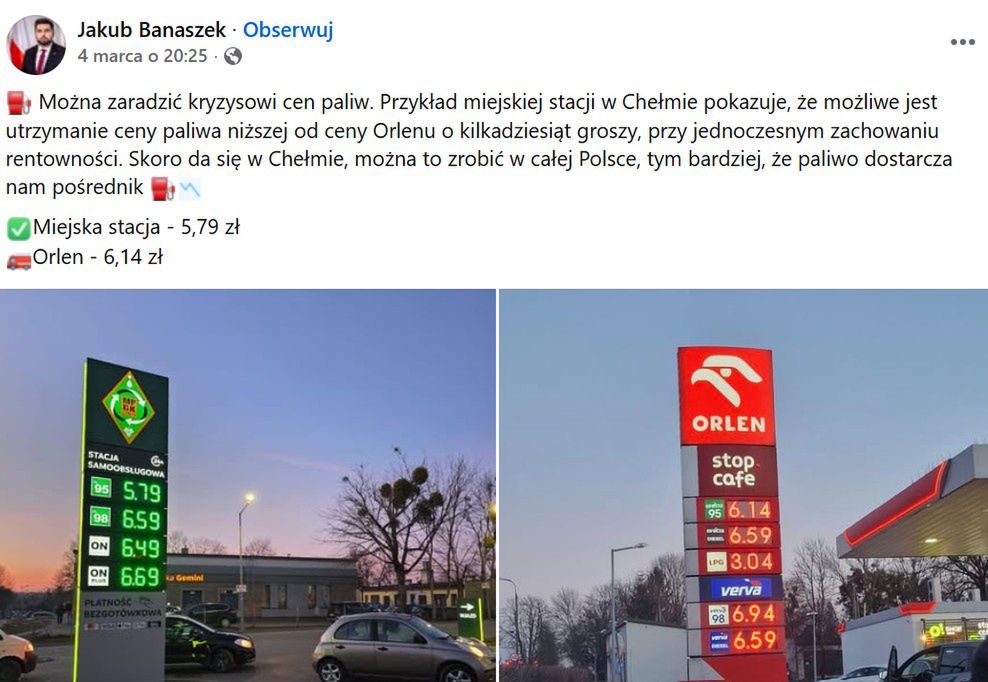 Prezydent Chełma chwali miejską stację paliw