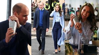 Przyodziana w błękitną koszulę Kate Middleton razem z księciem Williamem prezentują BARMAŃSKIE umiejętności w Belfaście (ZDJĘCIA)