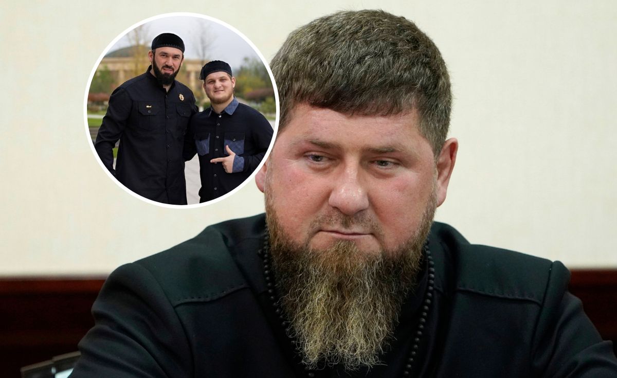 Ramzan Kadyrow oraz jego 18-letni syn Achmat i przewodniczący czeczeńskiego parlamentu Magomed Daudov