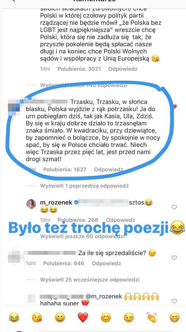 Małgorzata Rozenek odpiera ataki fanów