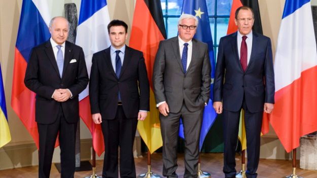 Na zdjęciu od lewej: Laurent Fabius, Pawło Klimkin, Frank-Walter Steinmeier, Siergiej Ławrow