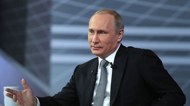 Prezydent Władimir Putin podczas wideokonferencji z obywatelami Rosji