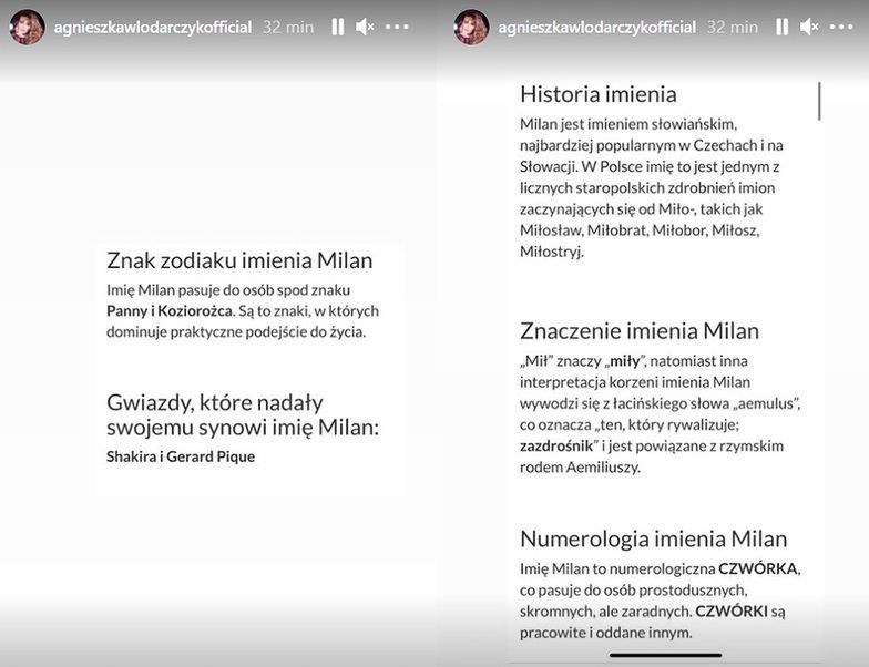 Agnieszka Włodarczyk wyjaśnia znaczenie imienia "Milan" 