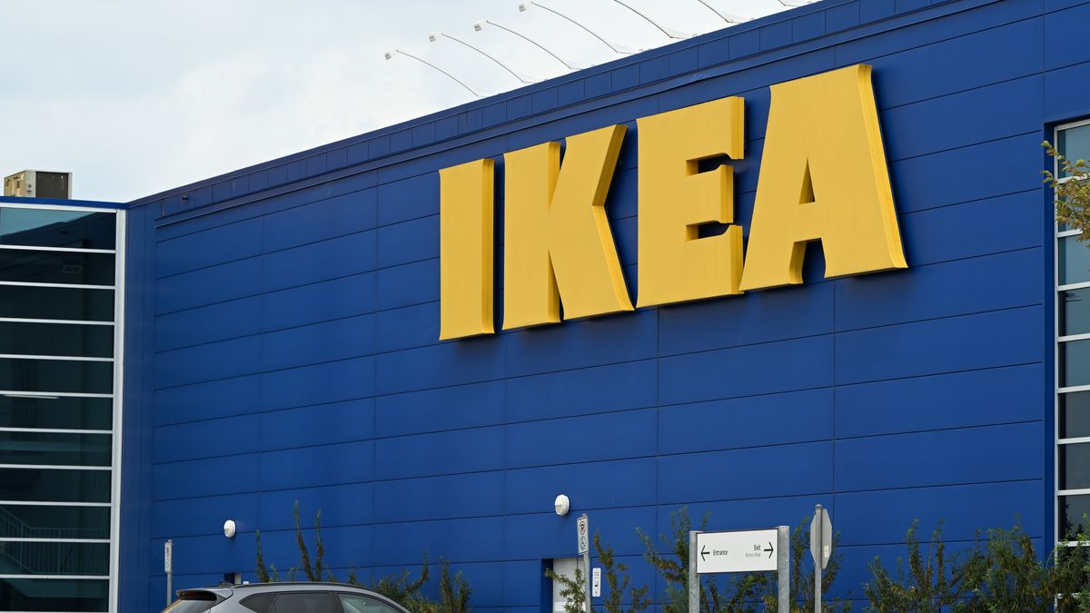 EDMONTON, CANADA  JULY 23:
The IKEA logo displayed at the IKEA storefront in Edmonton, Alberta, Canada, on July 23, 2025. (Photo by Artur Widak/NurPhoto via Getty Images)