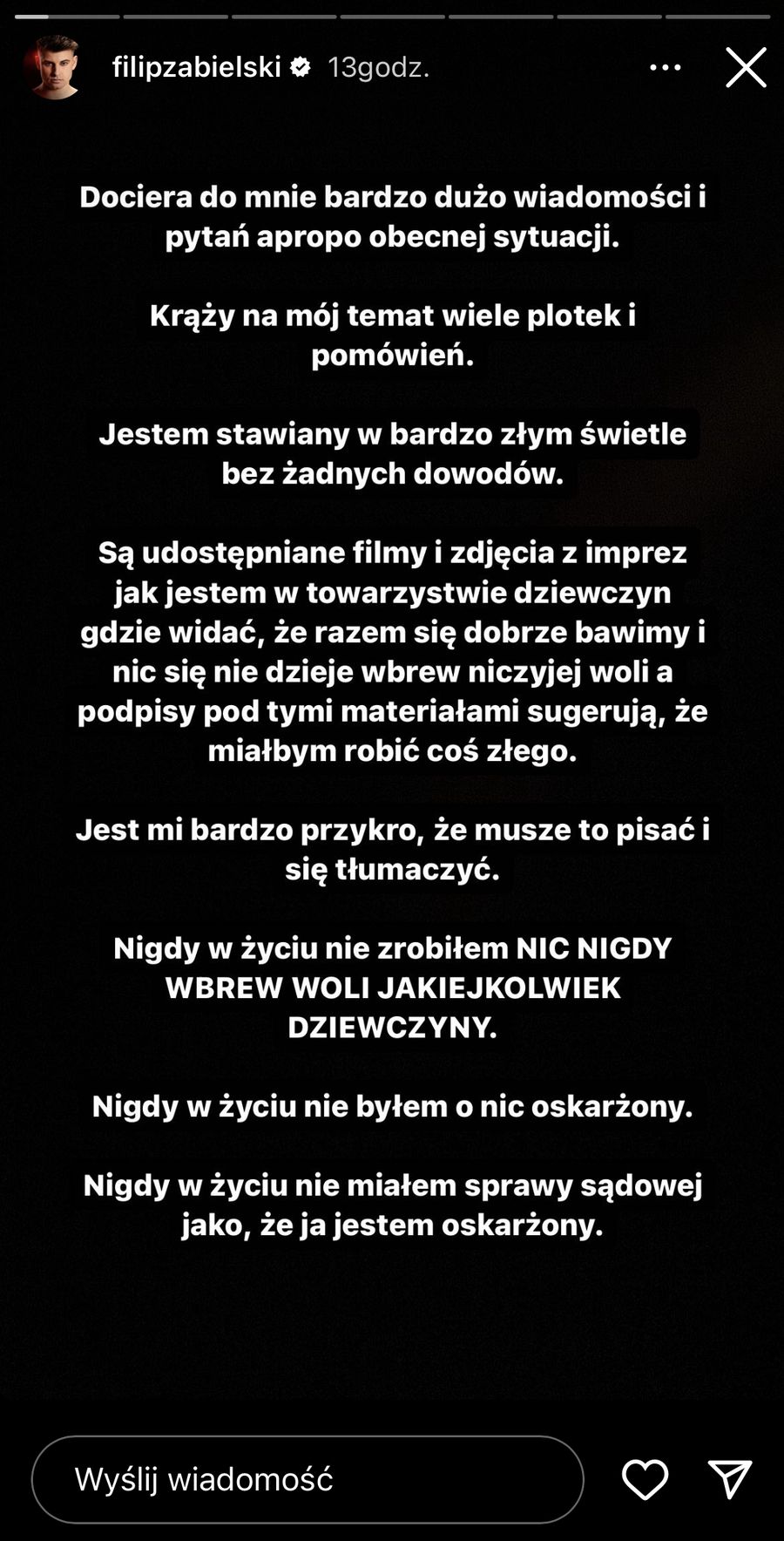 Filip Zabielski wystosował oświadczenie w związku z Pandora Gate