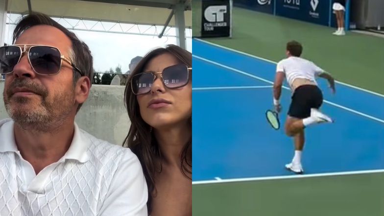 Paweł Deląg z ukochaną kibicowali polskiemu tenisiście