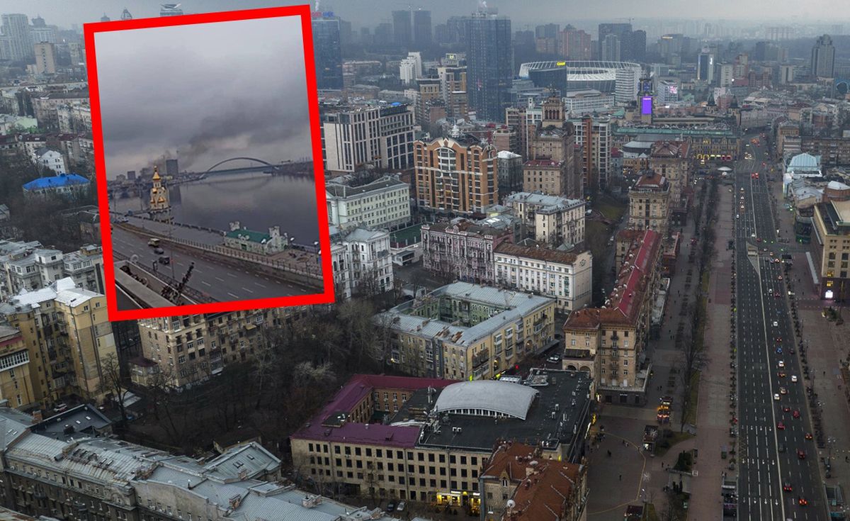Eksplozja widoczna z Kijowa, fot. AP/Associated Press/East News/Twitter screenshot
