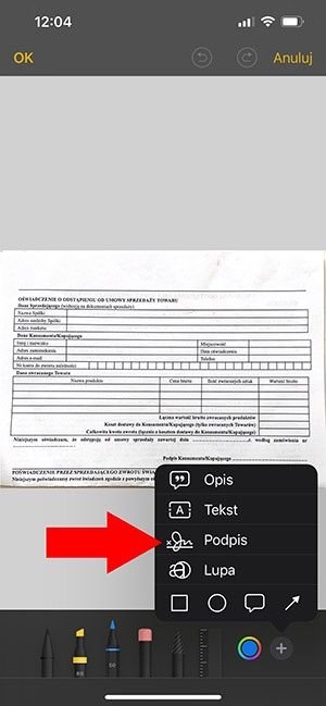 opcja Podpis