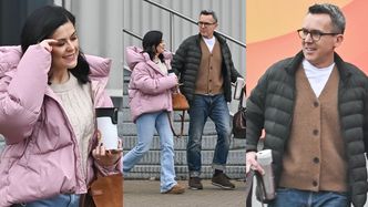 Katarzyna Cichopek w różowej puchówce i Maciej Kurzajewski opuszczają studio Polsatu z termosami w dłoniach (ZDJĘCIA)