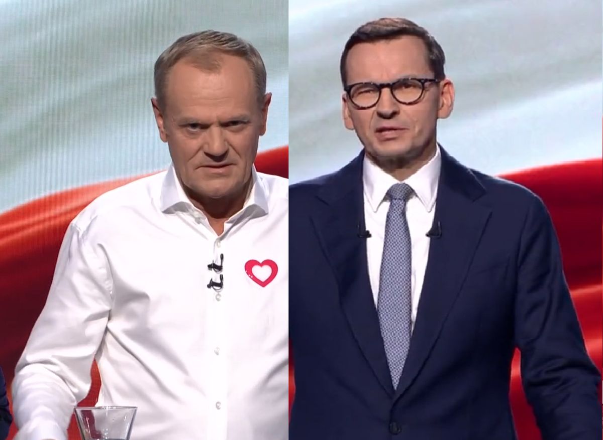 Donald Tusk i Mateusz Morawiecki dogryzali sobie podczas debaty TVP
