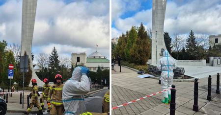 Akcja służb przed Sejmem. Ustalono, co rozlano przy pomniku