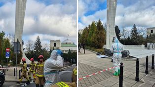Akcja służb przed Sejmem. Ustalono, co rozlano przy pomniku