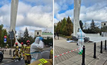 Akcja służb przed Sejmem. Ustalono, co rozlano przy pomniku