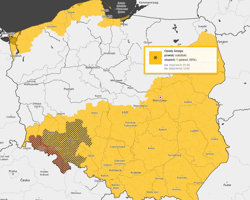 Mapa alertów IMGW 