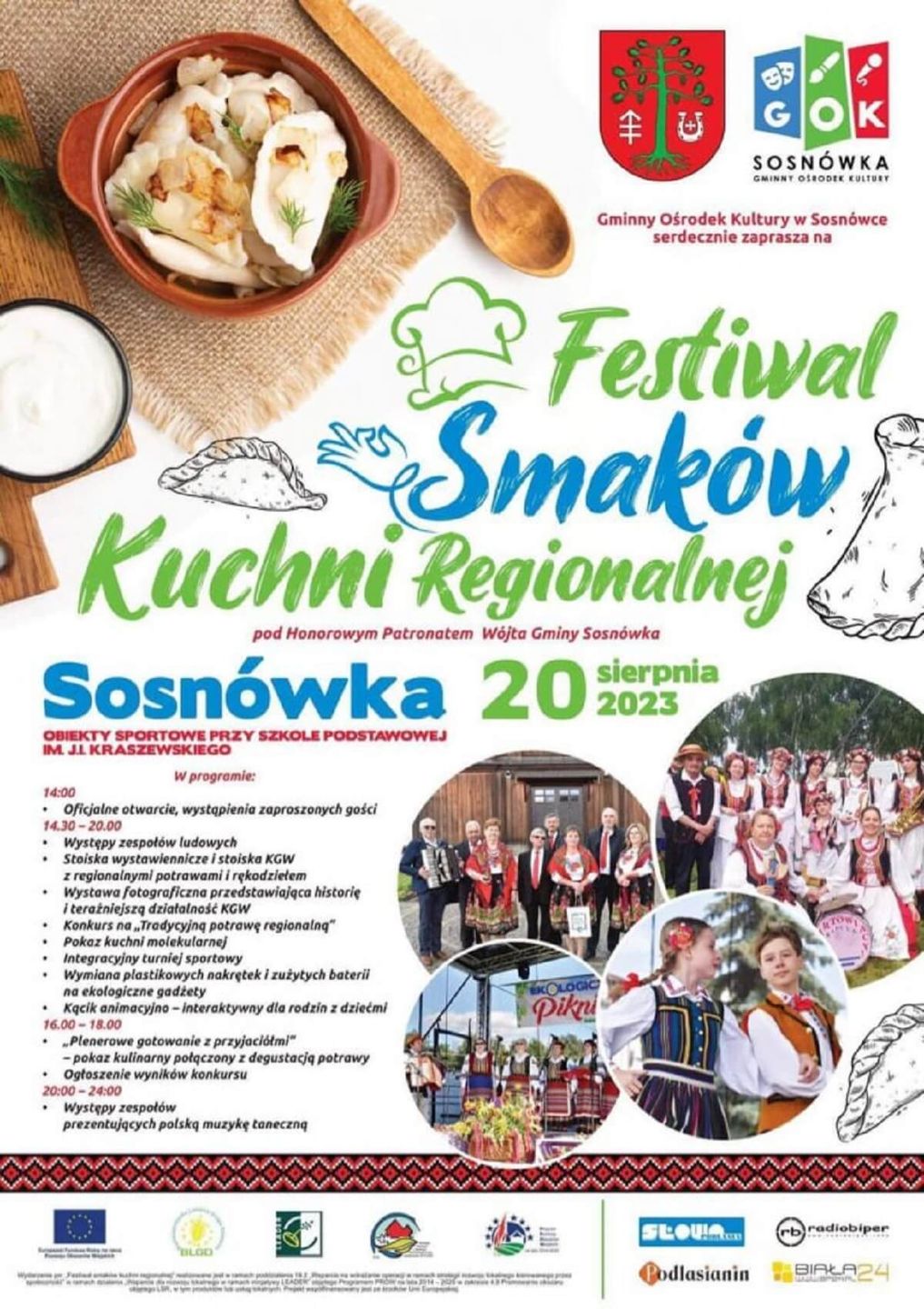 Festiwal Smaków Kuchni Regionalnej w Sosnówce 2023 - plakat, program wydarzenia