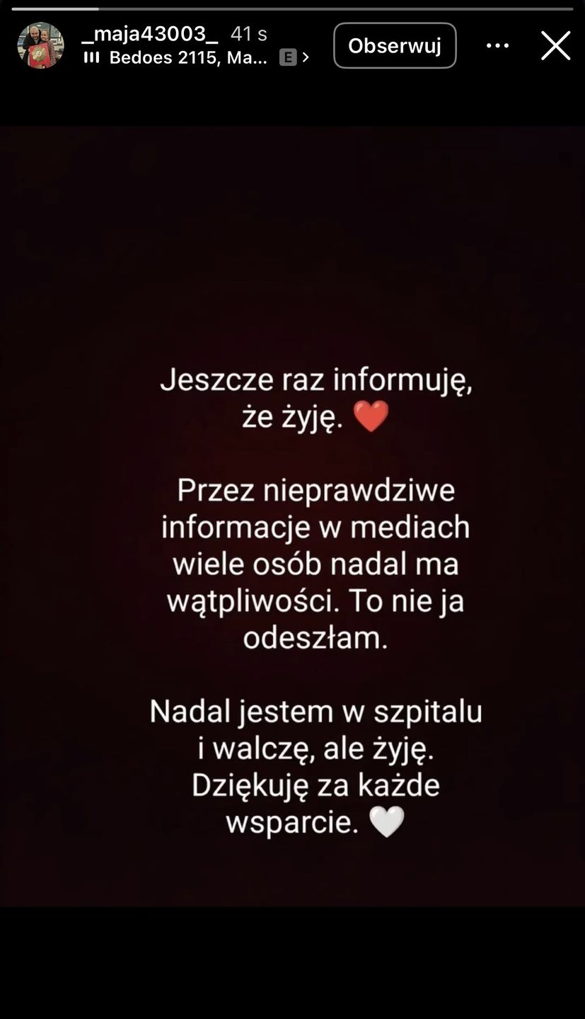 Maja Mecan przemówiła na Instagramie 