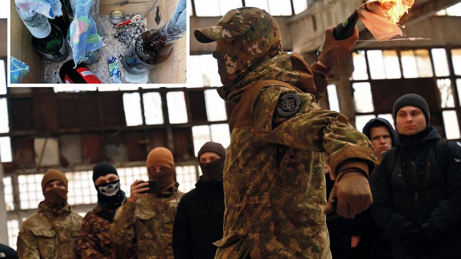 Koktajle Mołotowa. Ukraińska obrona terytorialna już od kilku tygodni uczyła się wykorzystania butelek zapalających podczas walk 