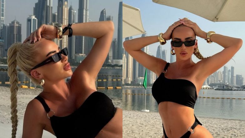 Obwieszona złotem Izabela Macudzińska pręży się w bikini na tle panoramy Dubaju (ZDJĘCIA)