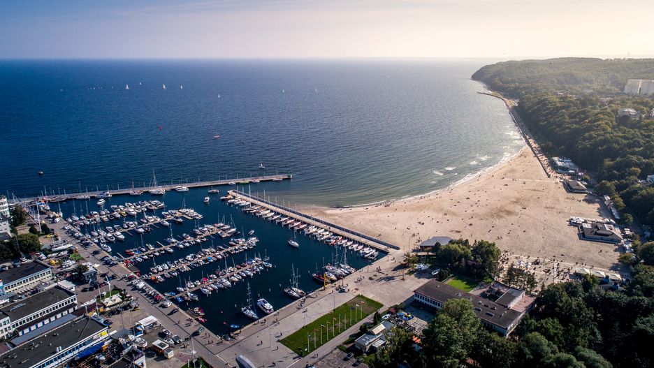 Plaża w Gdyni z lotu ptaka