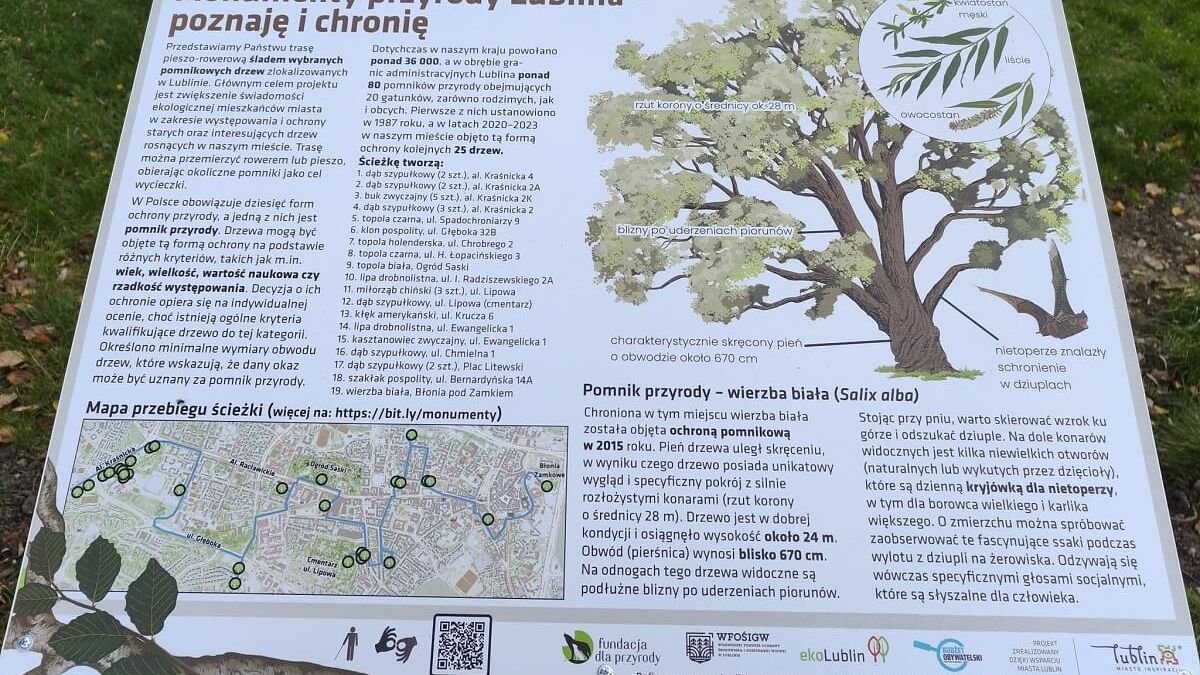 Monumenty Przyrody tablica informacyjna - scieżka przyrodnicza