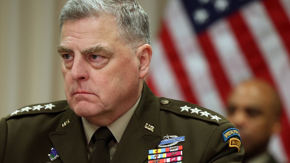 ARLINGTON, VIRGINIA - DECEMBER 07: U.S. Chairman of the Joint Chiefs of Staff Gen. Mark Milley participates in a meeting with Defense Secretary Lloyd Austin, United Kingdom's Secretary of State for Defense Ben Wallace and Australian Minister of Defence Richard Marles at the Pentagon on December 07, 2022 in Arlington, Virginia. The three military leaders met to discuss defense relations and Australia's plan to purchase nuclear submarines from the United States. (Photo by Kevin Dietsch/Getty Images)