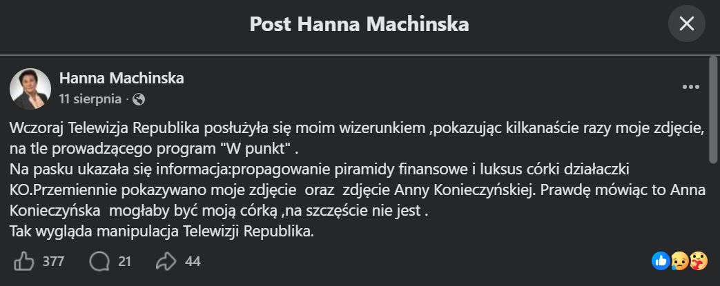 Post Hanny Machińskiej