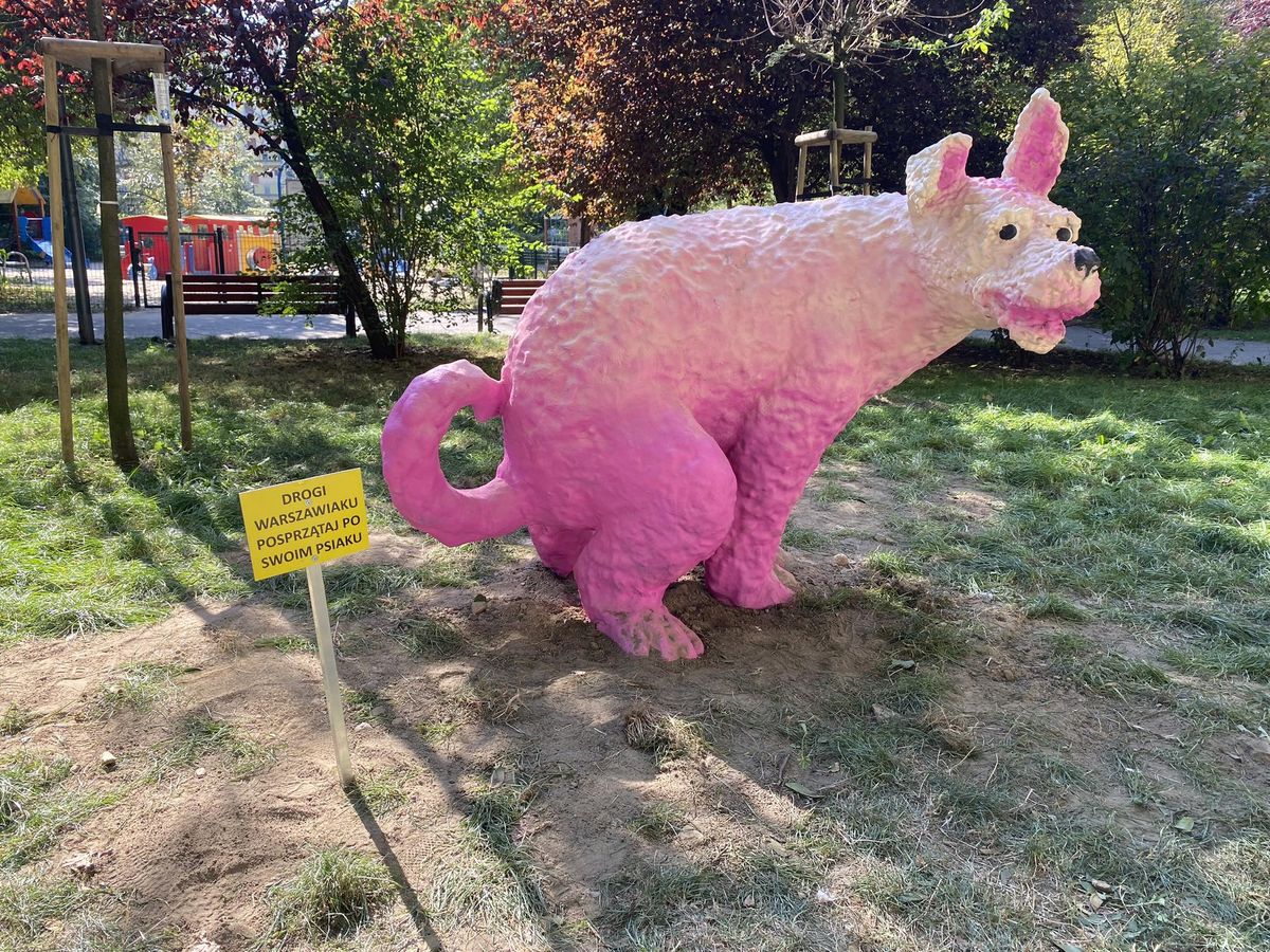 На варшавській Охоті зникла скульптура рожевого пса