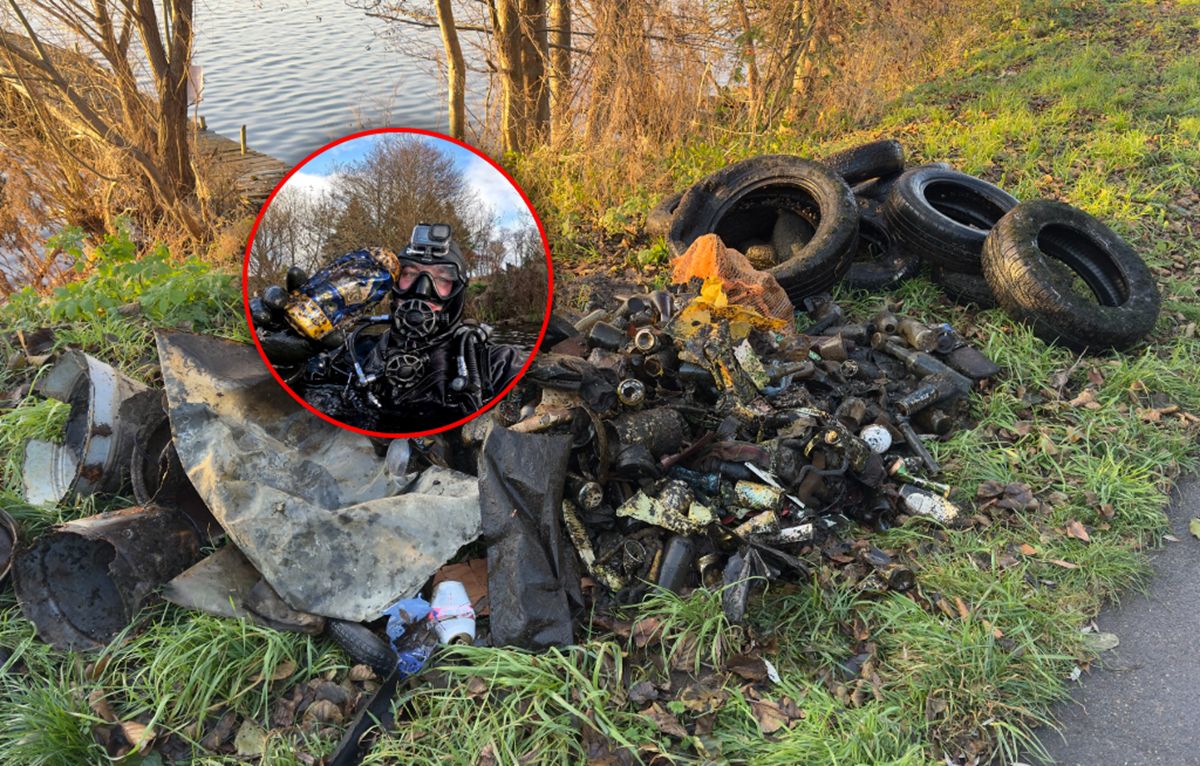 Wyciąga śmieci z jeziora. Szokujący widok na brzegu