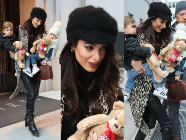 Stylowa Amal Clooney biega po Nowym Jorku z bliźniakami pod pachami