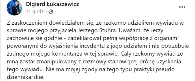 Olgierd Łukaszewicz komentuje słowa w sprawie Jerzego Stuhra