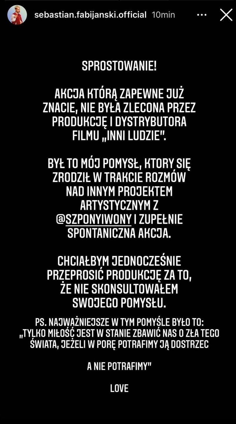 Sebastian Fabijański wydał oświadczenie w sprawie  spotkania z Rafalalą