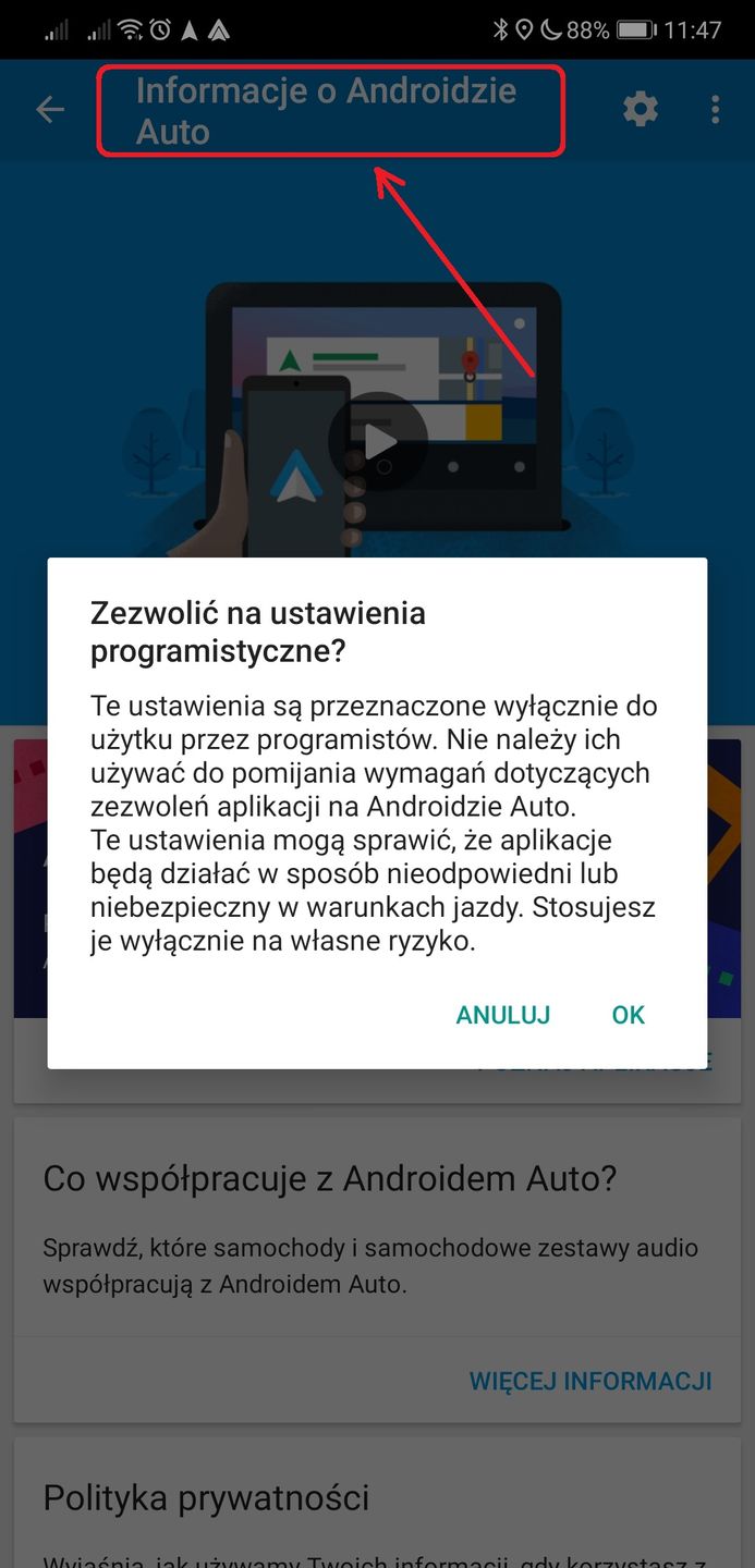 Krok 2: szybkie, wielokrotne dotknięcie nagłówka.