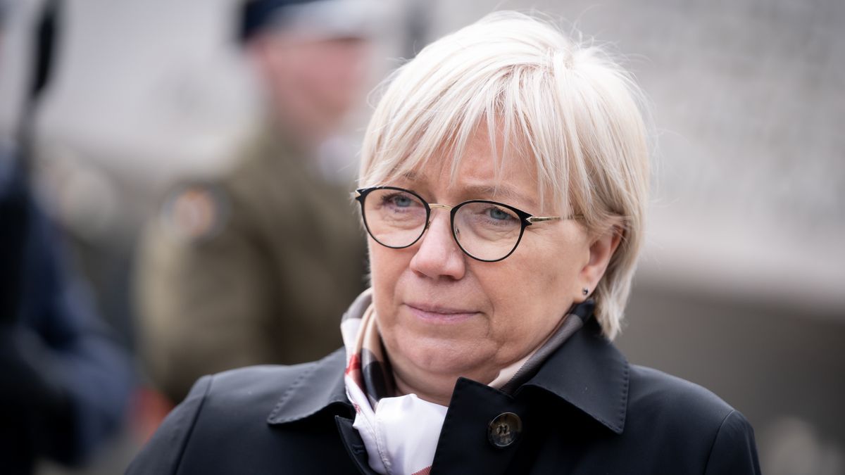 President of the Constitutional Tribunal Julia Przylebska during the ceremonies commemorating the 12th anniversary of the presidential plane crash near Smolensk, at Powazki Military Cemetery in Warsaw, Poland on April 10, 2022.  (Photo by Mateusz Wlodarczyk/NurPhoto via Getty Images)