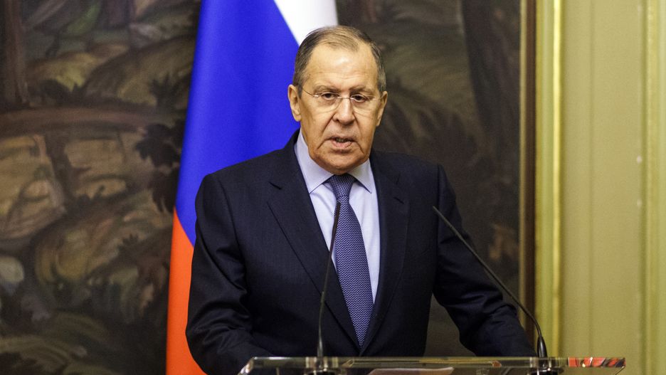MOSCOW, RUSSIA - JANUARY 18: Sergej Lawrow, Aussenminister von Russland, is pictured during a press conference on January 18, 2022 in Moscow, Russia. (Photo by Janine Schmitz/Photothek via Getty Images)