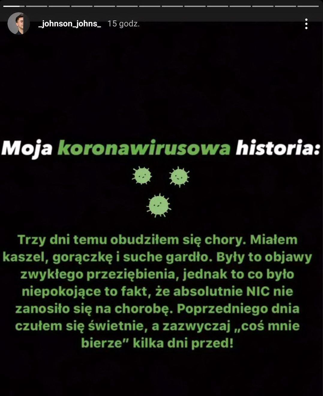 Jan Kietliński opowiedział swoją "koronahistorię" na Instagramie