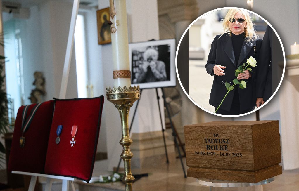 Pogrzeb Tadeusza Rolke. Monika Olejnik z symboliczną różą