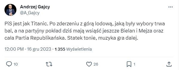 Wpis Andrzeja Gajcego