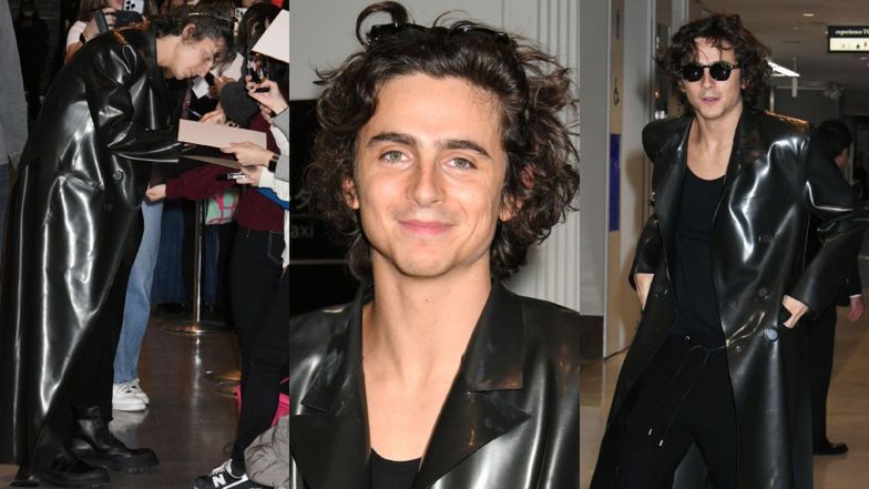 Timothee Chalamet postawił na sprawdzoną czerń podczas spotkania z fanami