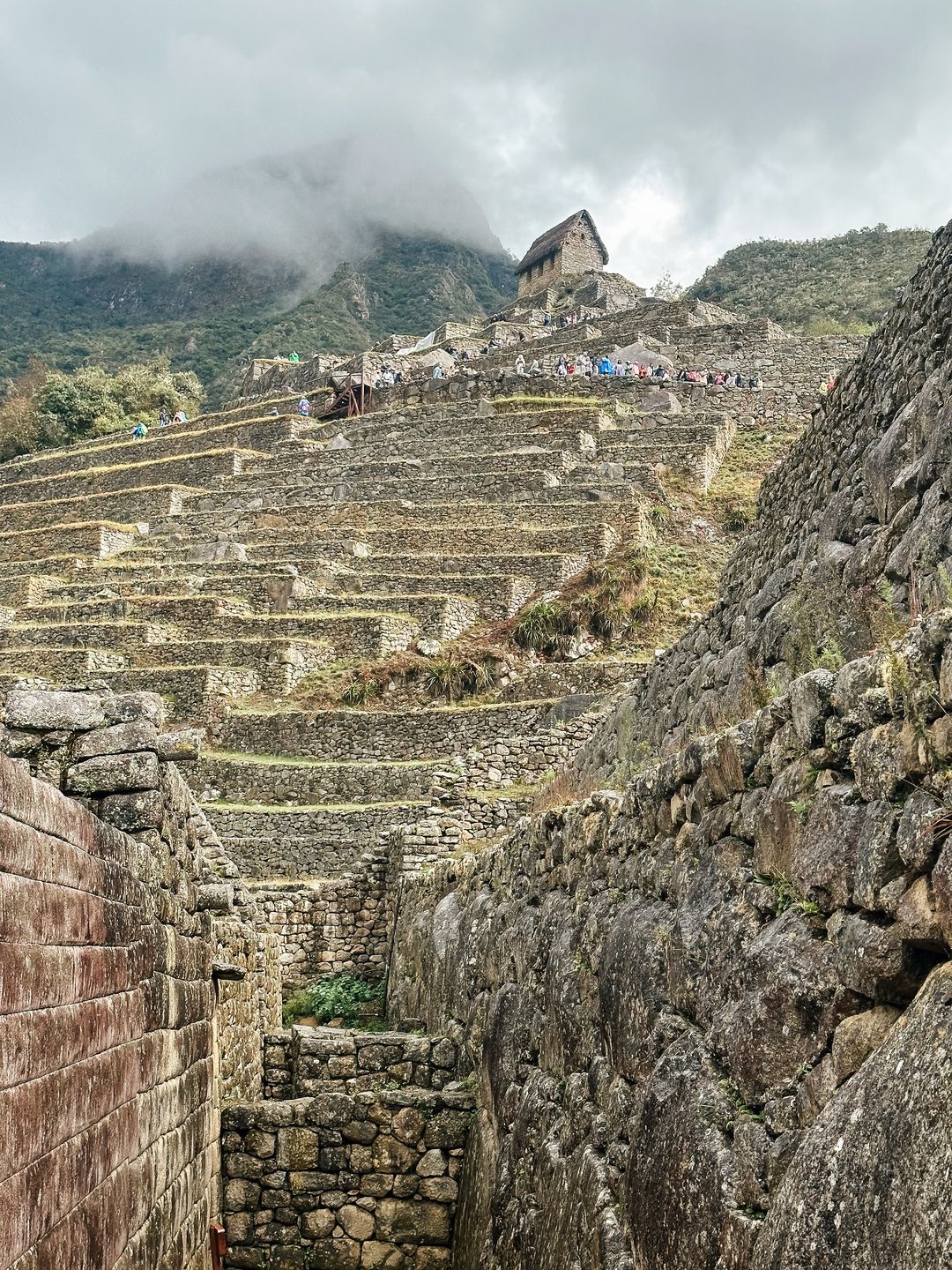 Spacer pomiędzy budynkami w Machu Picchu robi wrażenie.