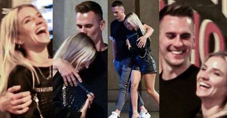 Roześmiani Arkadiusz Milik i Agata Sieramska pod osłoną nocy przechadzają się po Warszawie (ZDJĘCIA)