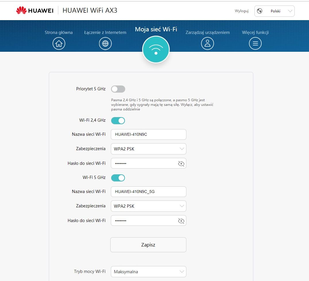 Huawei AX3 rozłaczenie pasm