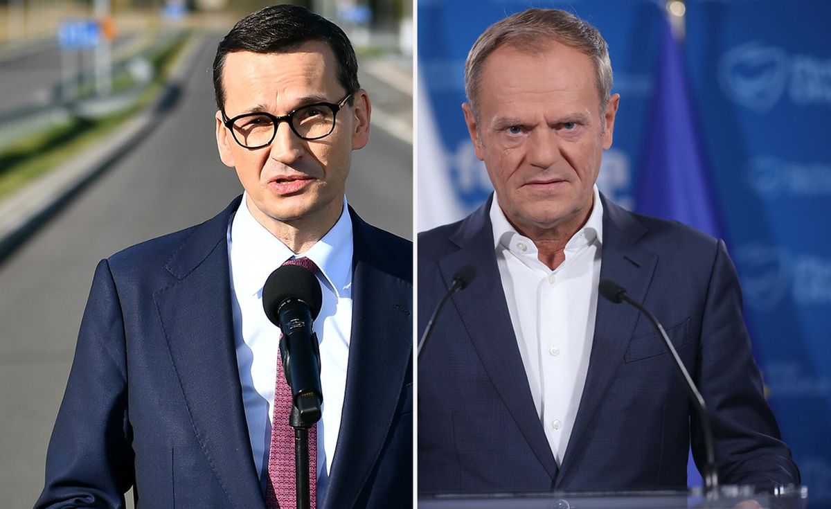 Na zdjęciu po prawej premier Morawiecki, po lewej lider PO Donald Tusk 